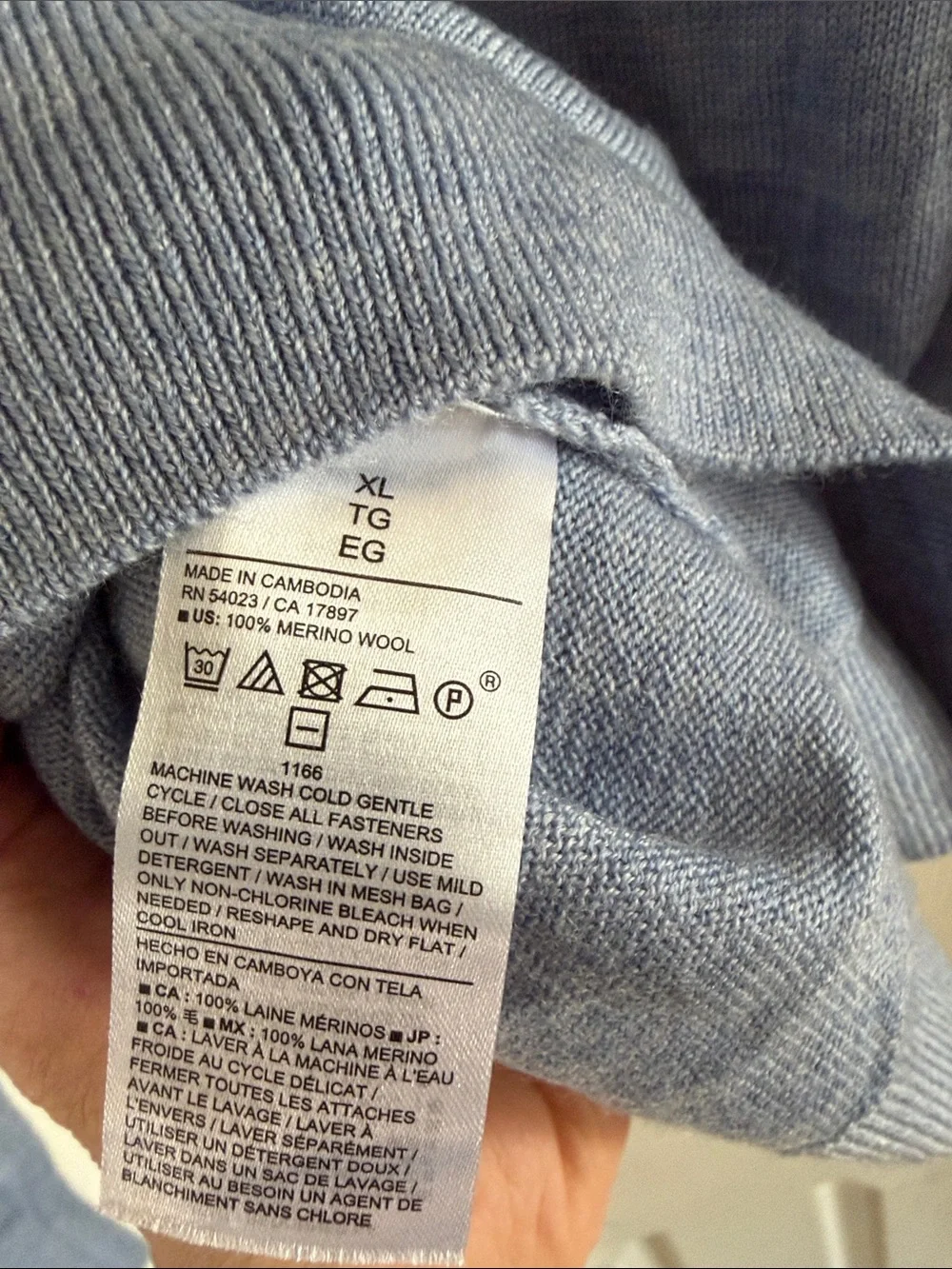 Banana Republic‎ Men’s Merino Wool Blue Quarter-Zip Sweater XL